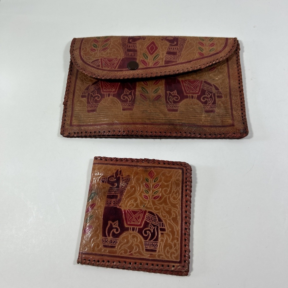 Made In India Brown Leather Purse Pouch Wallet Handmade Horse Vintage‎